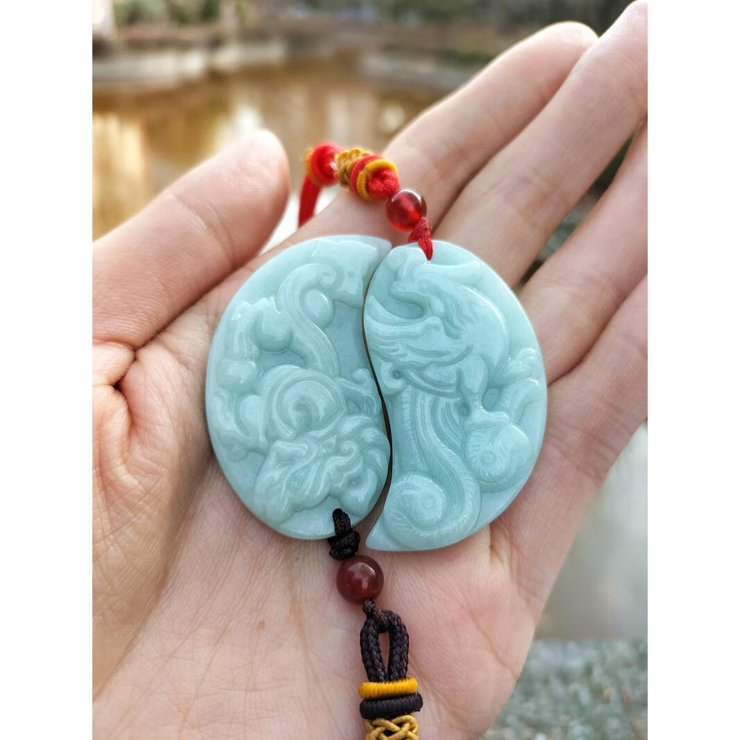 芳饰界天然翡翠龙凤玉佩太极鱼情侣兄妹姐弟对装个性吊坠男女刻字