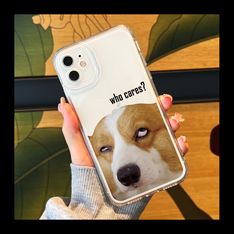 透明彩绘翻白眼柯基 iphone11