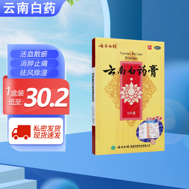 云南白药  云南白药膏  5片  活血散瘀消肿止痛祛风除湿跌打损伤风湿