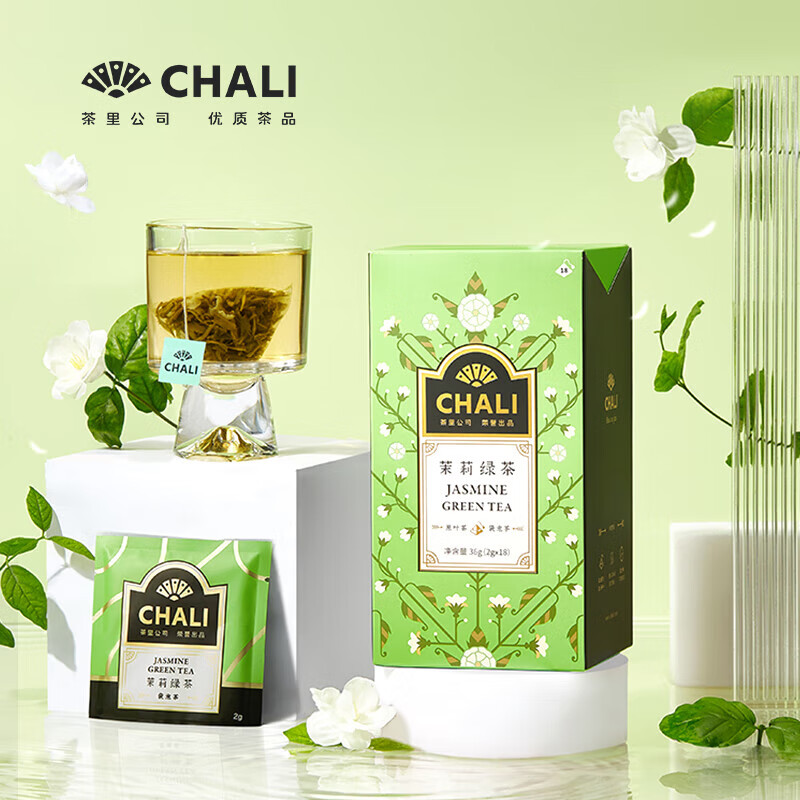 chali 茉莉绿茶茶包袋泡茶茉莉花茶绿茶组合 茉莉绿茶 36g