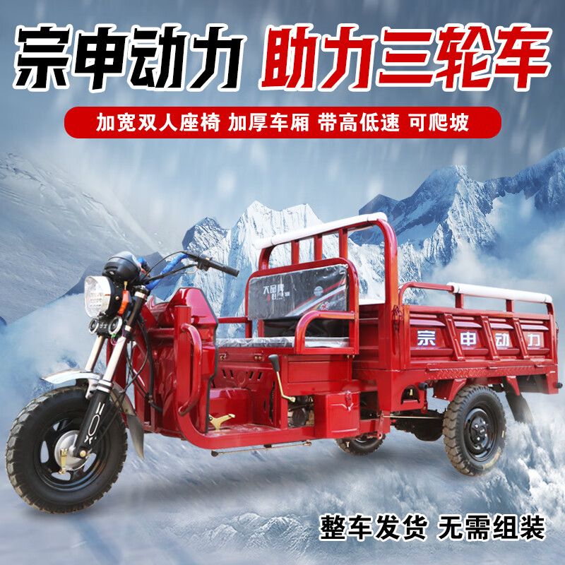 燃油女式老人代步货运麻木汽油助力三轮车 宗申110卧机自动离合1*1