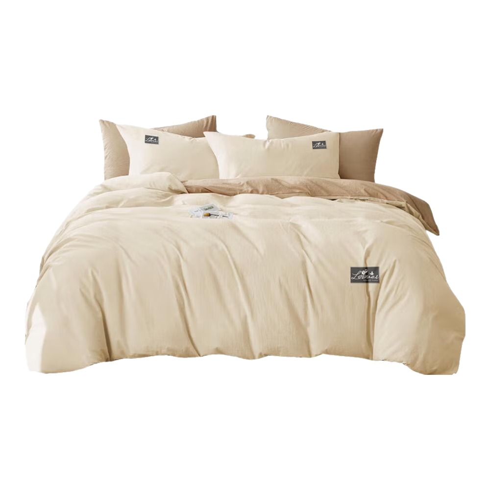 博洋家纺水洗棉四件套纯棉被套床单床上用品全棉被罩简汐(棕)180cm