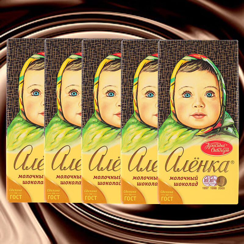 爱莲巧(alenka)俄罗斯原装进口爱莲巧红大头娃娃纯可可脂巧克力原味
