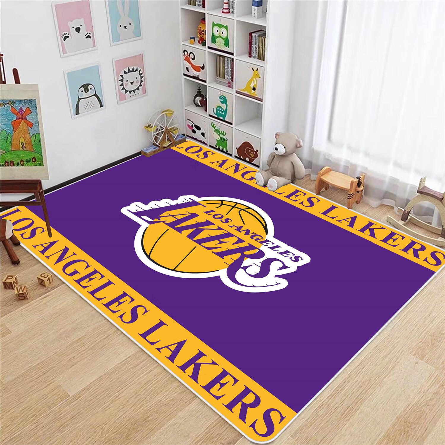 客厅篮球主题地毯 2024新款防滑主题训练室内篮球场儿童游戏地 湖人队