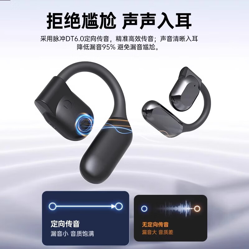 BOOCHI【2024超级新品丨100%好评】骨传导概念跑步蓝牙耳机迷你挂耳式无线耳机【碾压金标】运动超长续航 墨玉黑【顶配丨碾压柏林之声】