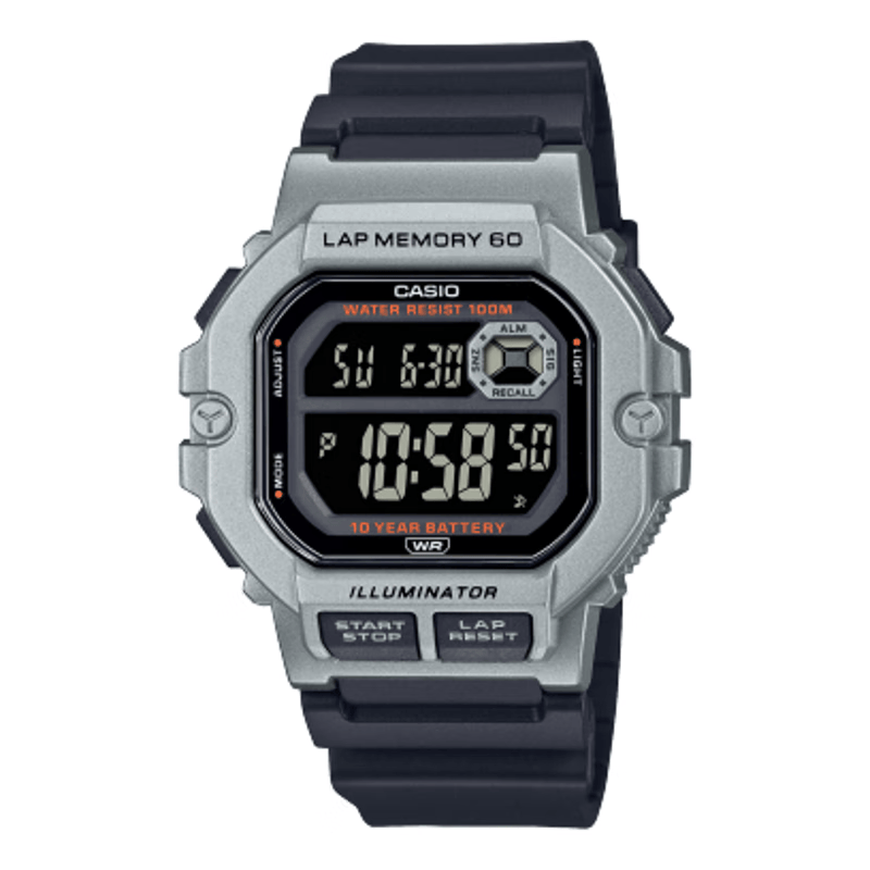 卡西欧(casio)手表 男士树脂数显小方块计时闹钟多功能户外运动防水