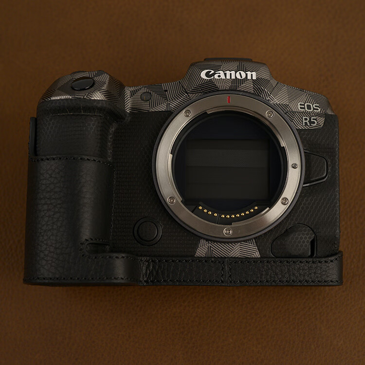 哲图 牛皮相机保护壳适用于佳能eos r5 r6皮套相机包相机皮套底座半套