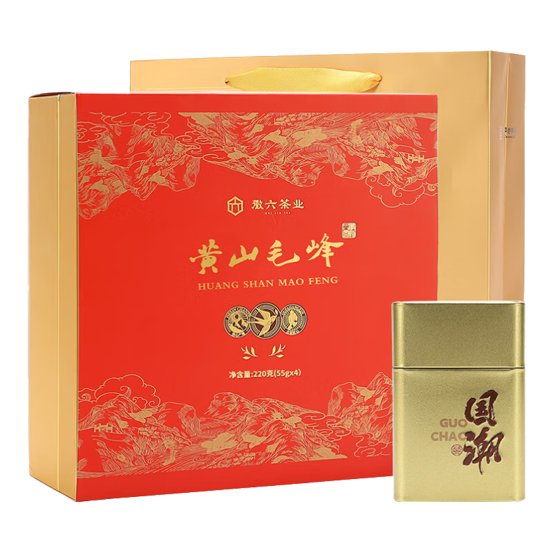 徽六綠茶國潮黃山毛峰特級二等220g 2024新茶明前禮盒裝茶葉節日禮品