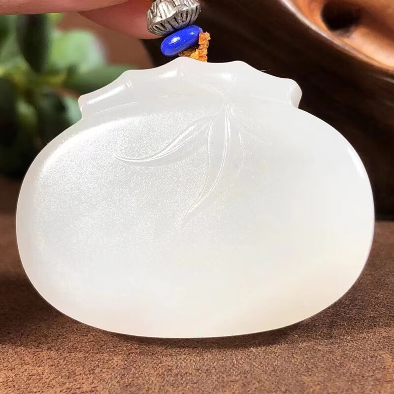 慈心缘 和田玉脂白无事牌吊坠 男女项链挂件玉牌送生日礼物41.37g