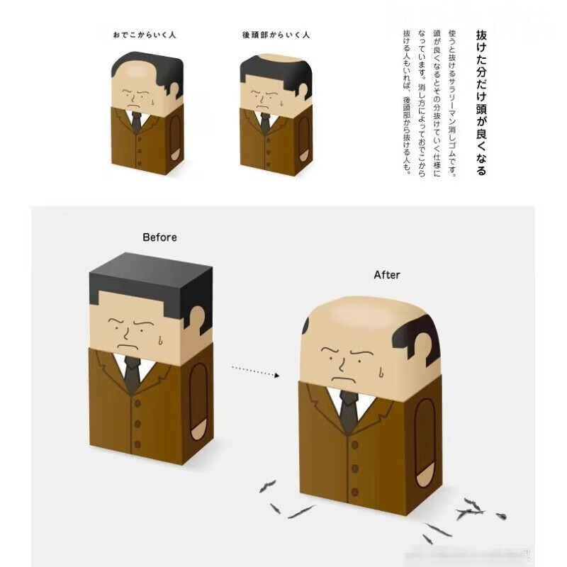 秃头橡皮擦设计师聪明绝顶橡皮擦社畜打工人橡皮擦熬夜秃头