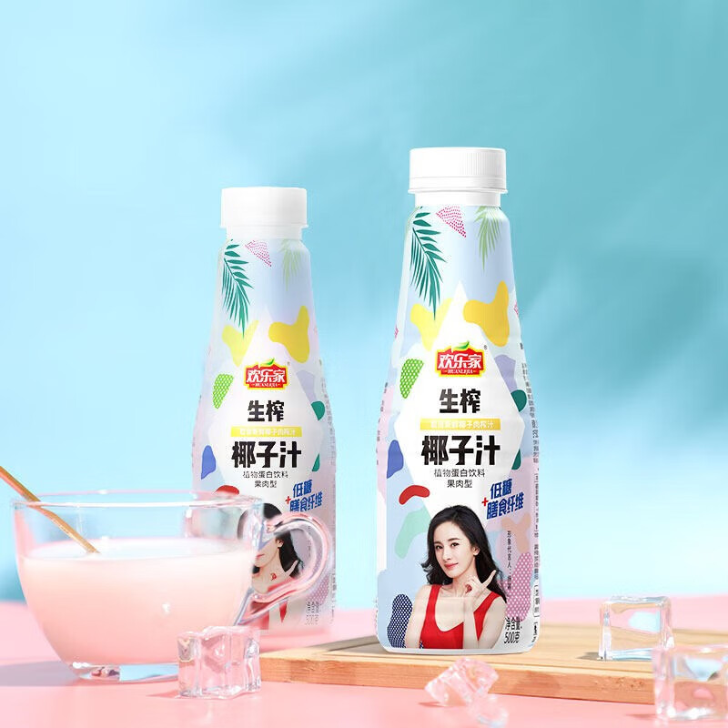 欢乐家 饮料椰子汁1.25kg*2瓶 大瓶装椰汁植物蛋白饮料 聚会宴席 【小瓶】椰子汁500g*5瓶