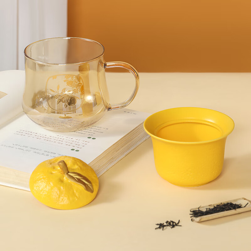 上新了文创 生日礼物泡茶杯 玻璃水杯办公室茶水分离杯陶瓷内胆送人 大吉大利泡茶杯