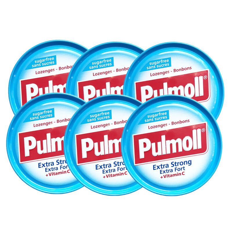 飚摩（Pulmoll）德国进口薄荷糖 无糖糖果 喉糖硬糖 铁盒装无蔗糖零食 办公室 【6盒】无糖-特强薄荷味45g