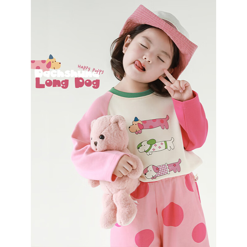 ����Ůͯ��ɫײɫ���T���＾��Ȥ�ɰ��ǹ��޹�����ӡ���������� ��ɫ 90cm