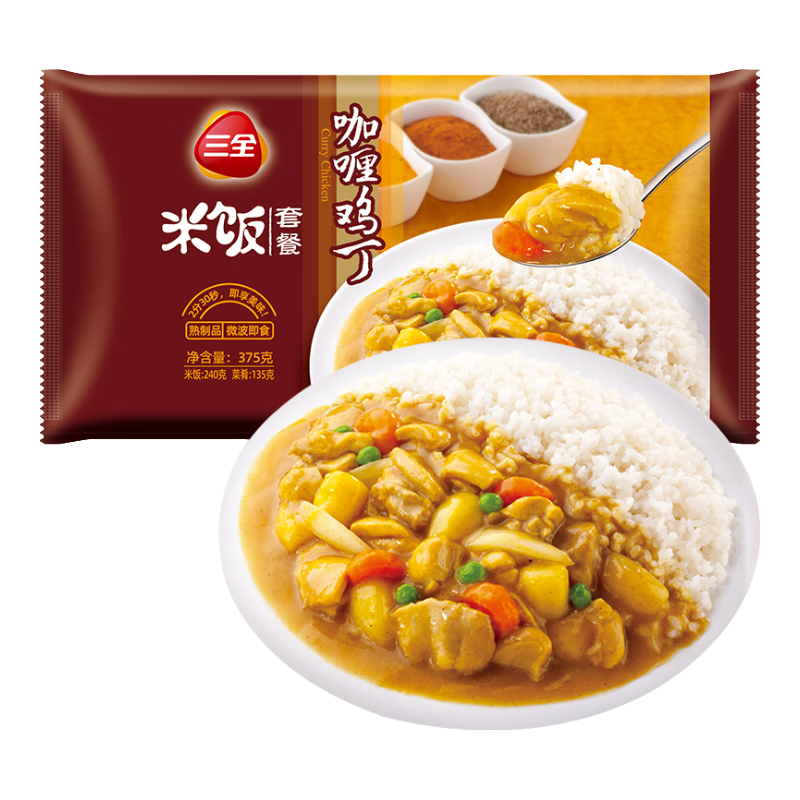 三全 微波速热咖喱鸡丁饭 速食方便米饭375g