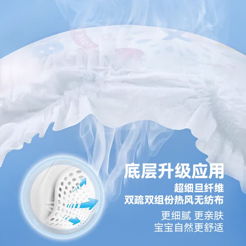 BBU【加量升级款】乐儿纺丝柔香睡纸尿裤/尿不湿 超薄干爽透气大吸量 M码50片（6~11Kg）