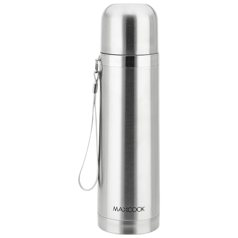 美厨（maxcook）真空保温杯 304不锈钢水杯500ml户外便携茶杯子 本色MCBE-ZK500