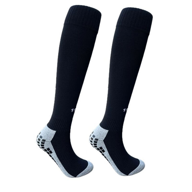 森辽足球袜子男款硅胶防滑加厚毛巾底专业运动透气棉袜足球袜长筒黑色