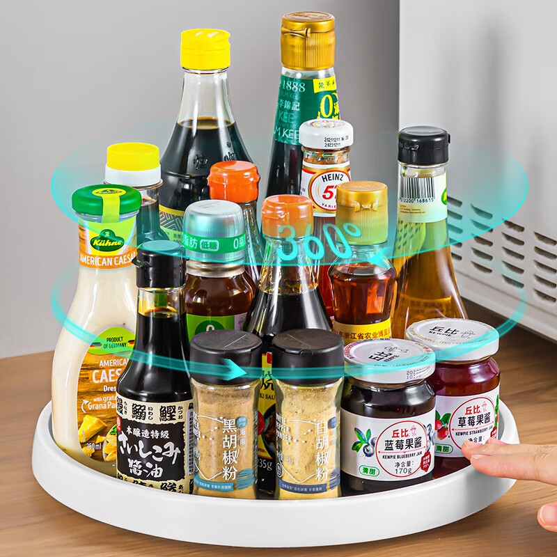 家の物语（KATEI STORY） 日本置物架厨房用品调味瓶收纳盘旋转收纳盒调料瓶佐料瓶托盘收 大号（29.5*3.5cm）