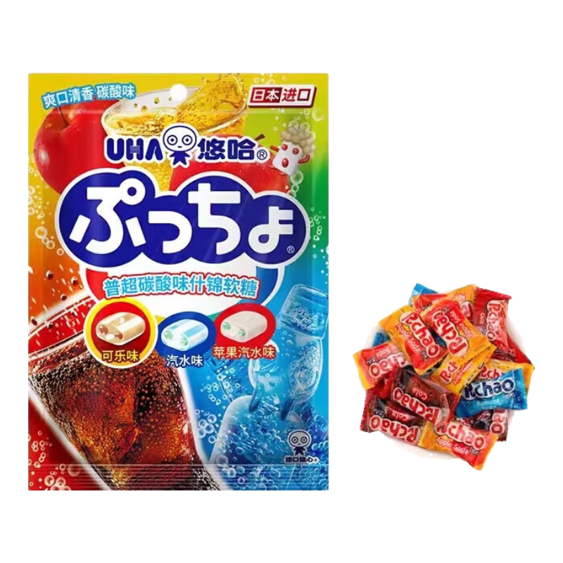UHA 悠哈 日本进口 零食软糖 礼物年货 普超碳酸味 什锦软糖 90g