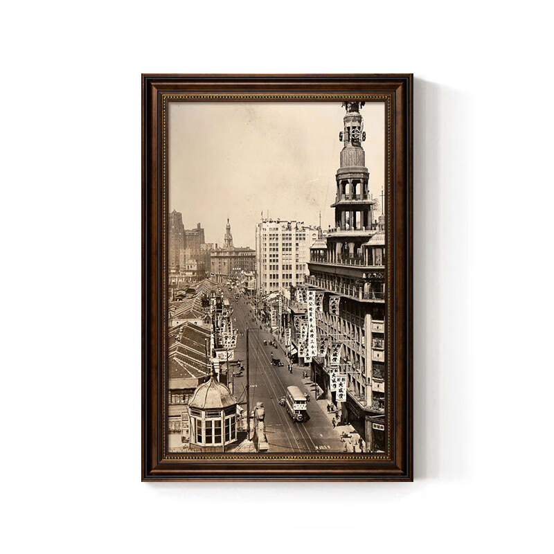 澳颜莱布拉格风景海报 民国风装饰画怀旧复古海报老上海主题餐厅墙面