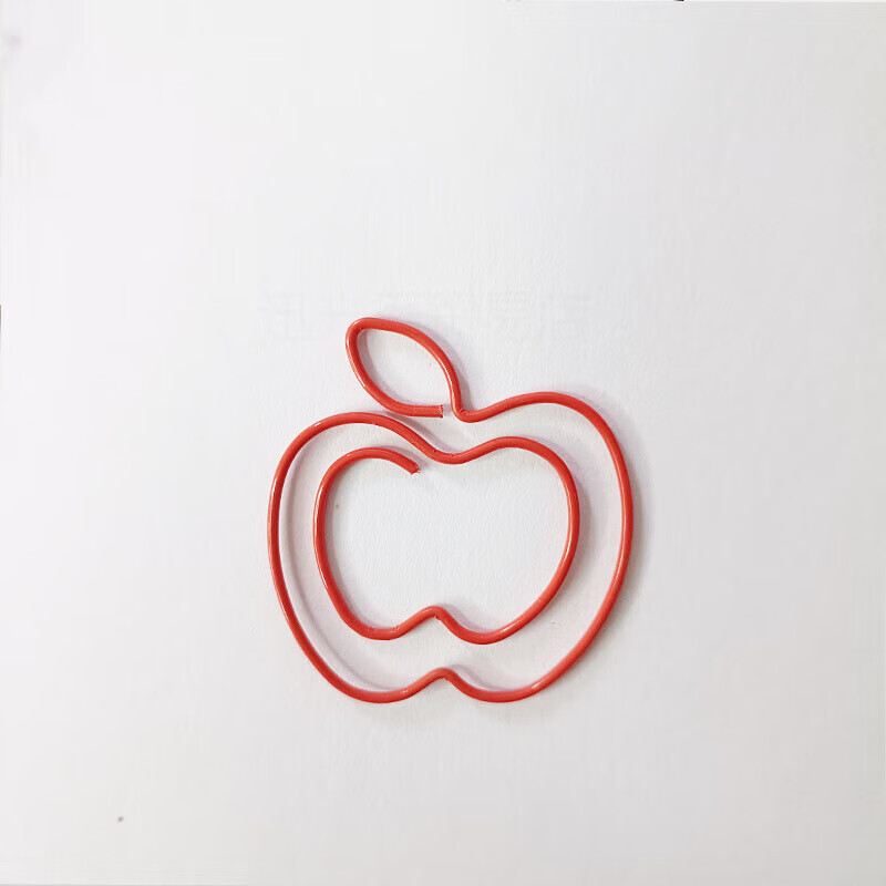 回形针红色苹果造型曲别针创意文具异形书签金属彩色 学生办公专 红色