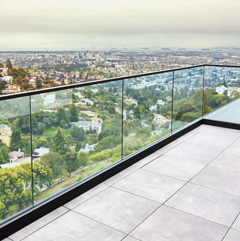 钢化玻璃楼梯扶手栏杆阳台护栏不锈钢立柱落地免打孔室外无框简约