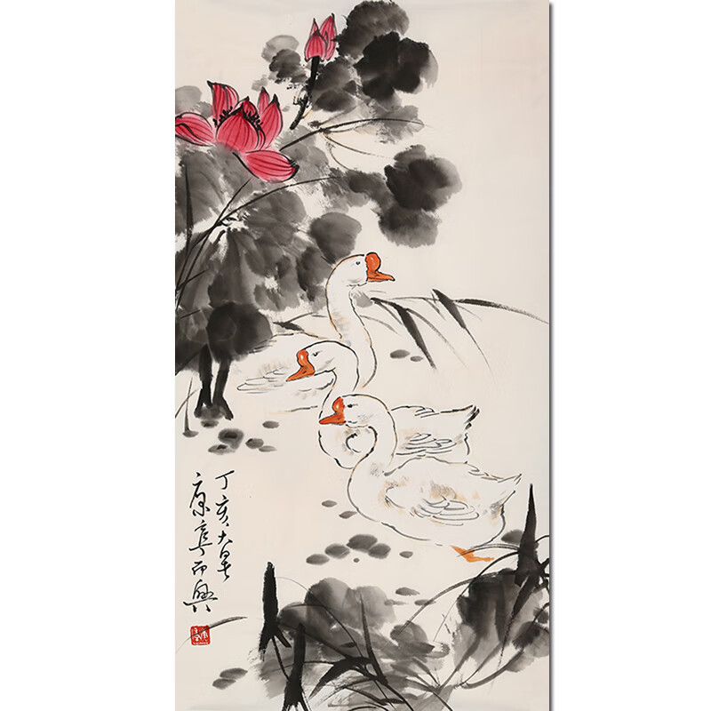 康宁《 荷花》名人手绘书画字画国画真迹拍卖水墨油画版画装饰画 99