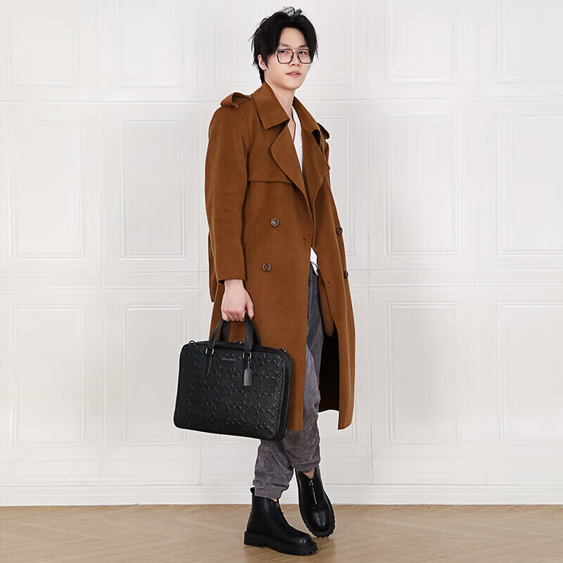 蔻驰(coach)男包graham新款标志雕花大容量皮革商务通勤男士电脑包