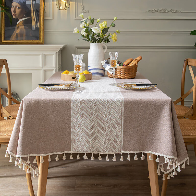 ym-小波纹-咖带穗花边 140*220cm