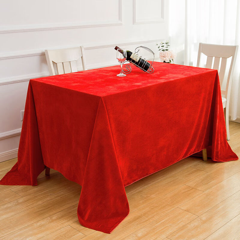 彩蝶凌金丝绒桌布会议桌布长方形红色绒布桌布广告地摊桌布展会台布 鲜红色（1号色） 50*160cm