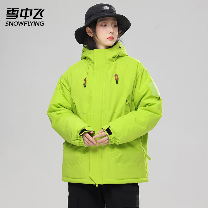 雪中飞冲锋衣外套男女秋冬季新款防风保暖登山服连帽夹克 黑色 XL