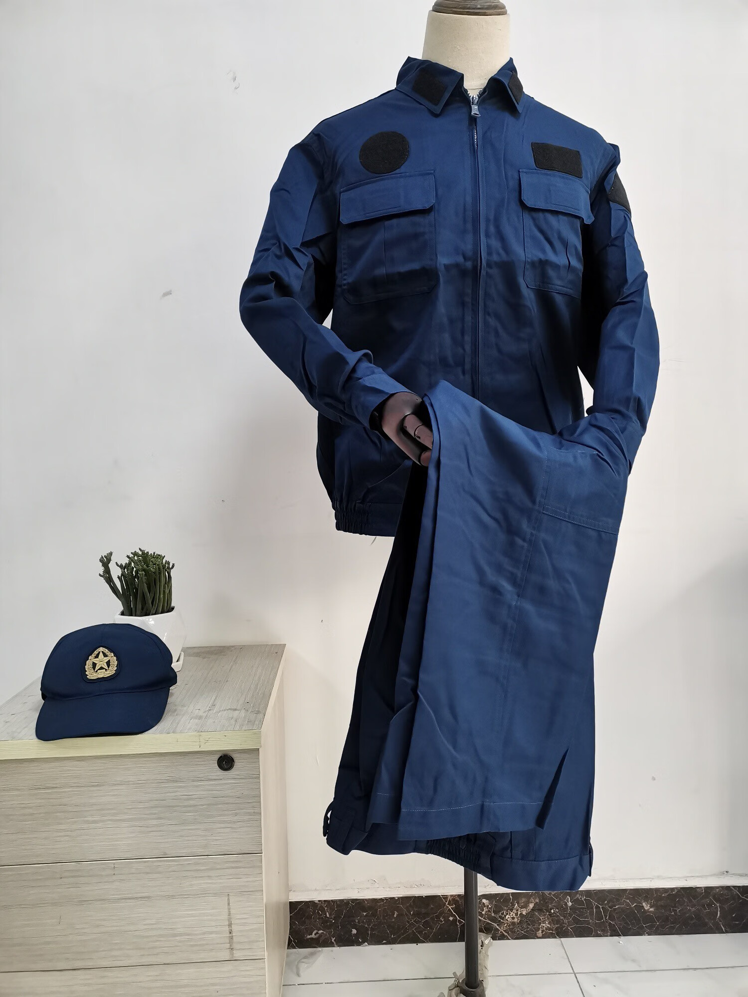 梵优美机场地勤工作服夏季机务工装蓝色防静电机修人员宽松舒适劳保服