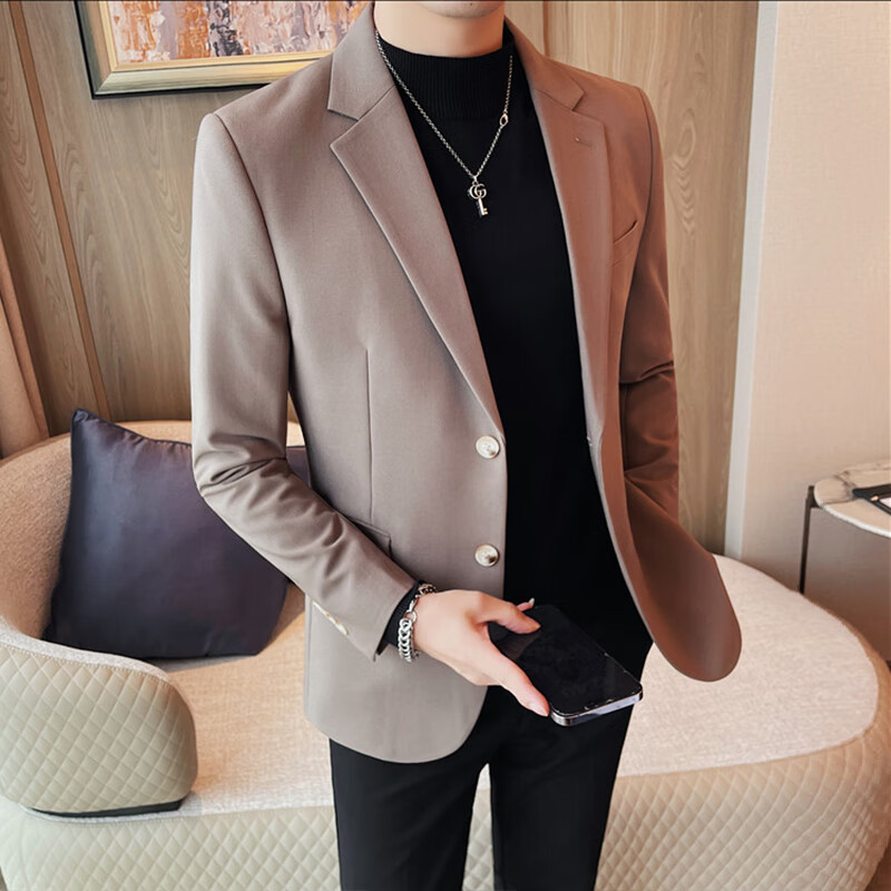 jivejegg休闲西装外套男通勤面试职业修身单西上衣商务正装痞帅收腰小