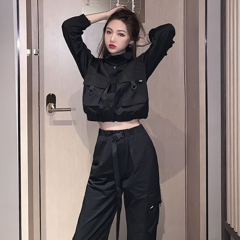 wait await牛仔套装女中性风穿搭酷帅雅痞单酷孩机车风外套上衣配
