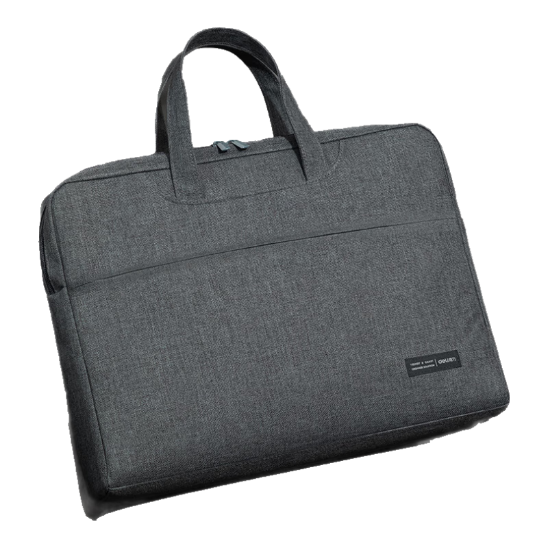 得力（deli）公文包加宽立体办公手提袋/会议包/事务包/文件包/商务拉链袋电脑包公文包男 灰色