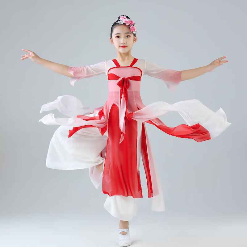 洁萍雅古典舞古风扇子舞燕无歇舞蹈演出服女孩中国舞基本功 粉红色