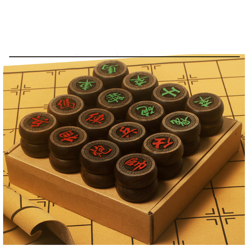 钢颜红酸枝家用中国象棋带棋盘大号特大红木实木木双面 木5# 皮革棋盘