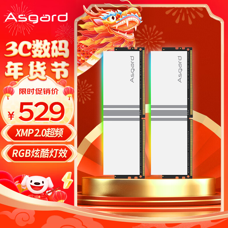 阿斯加特（Asgard）32GB(16Gx2)套装 DDR4 4000 台式机内存条 女武神·瓦尔基里系列 RGB灯条