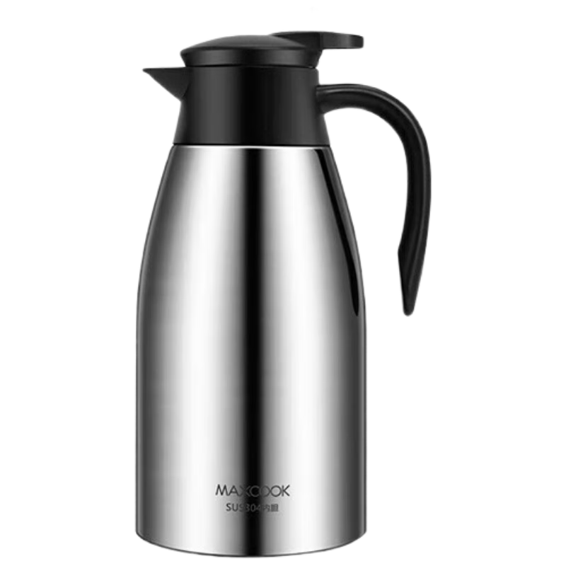 美厨（maxcook）保温壶 家用暖水壶304不锈钢真空热开水瓶宿舍大容量2L 本色银