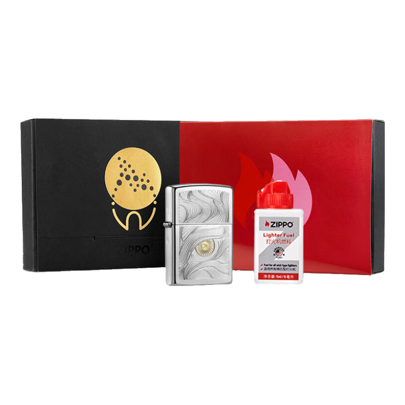 ZIPPO打火机煤油之宝打火机油秋水含睛生日精选礼物送男友可定制刻字 秋水含睛小小油 套装