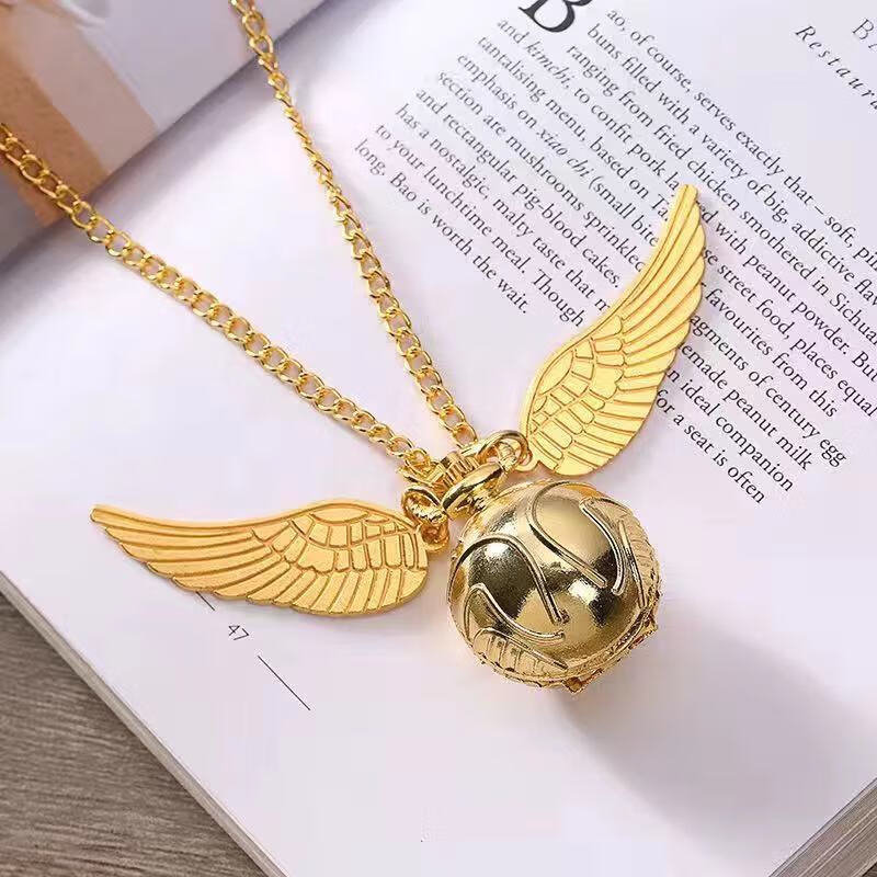 佳依乐哈利波特金色飞贼怀表项链复古影视周边学生挂表带翅膀礼物表链的 新款金色飞贼小怀表 L