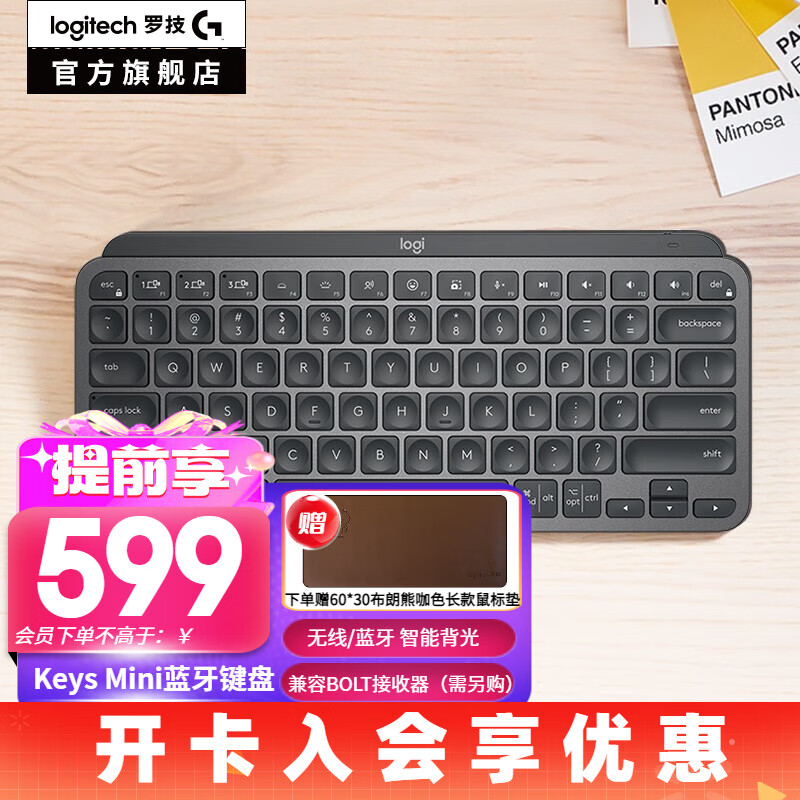 罗技（Logitech）大师系列MX Keys Mini无线蓝牙键盘充电办公ipad键盘Mac 薄膜迷你妙控键盘智能背光type-c双模跨屏 石墨黑