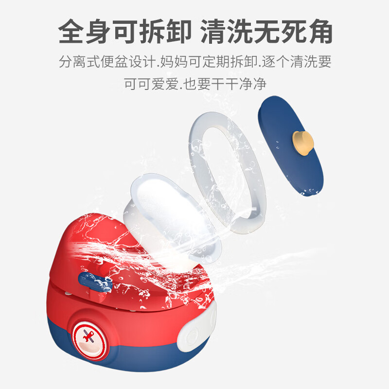日康（rikang）儿童马桶 宝宝座便器婴儿便盆  PU垫三合一功能 【25升级款】PU垫套装款 【红色】