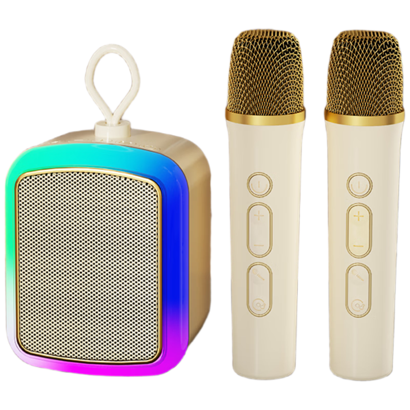 康佳（KONKA）KK9 话筒音响一体自带声卡家庭ktv音响套装无线蓝牙音箱唱歌神器一体机儿童娱乐 双麦版 礼物