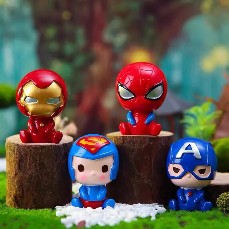 手工diy白胚彩绘库洛米绘画玩具礼物 4个3d钢铁侠白模 1套颜料画笔