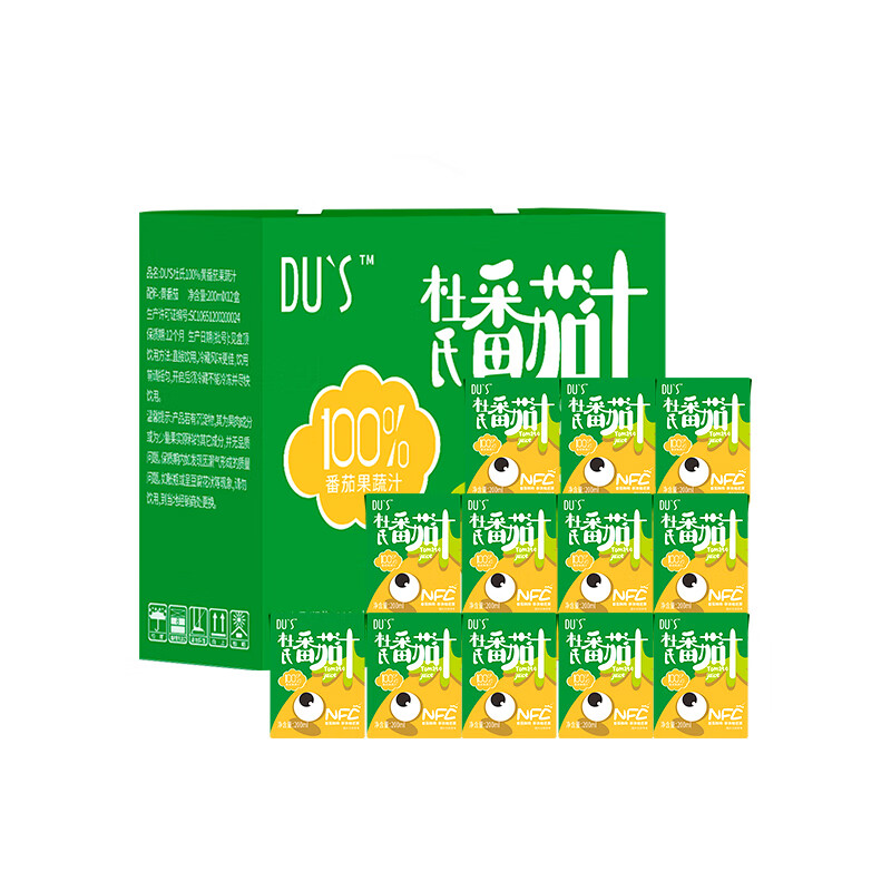 DU'S果汁nfc番茄汁 100%果汁 0添加无蔗糖 200ml/盒 整箱-12盒-黄番茄汁【26年4月到期】