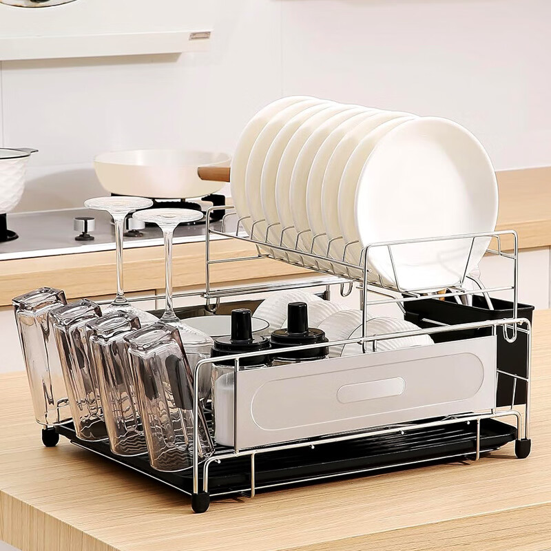 希万辉新款加厚特惠款现货不锈钢碗碟沥水架厨房家用多功能双层置物架