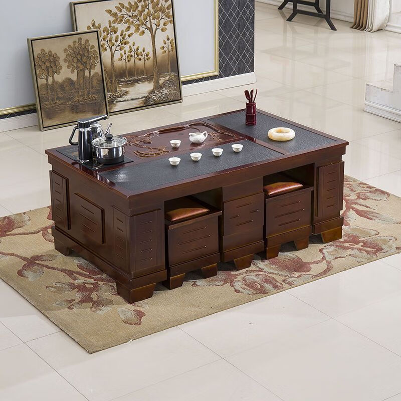 飒龙茶桌实木茶桌茶台烧水壶一体桌泡茶家庭用茶几客厅阳台办公室茶桌