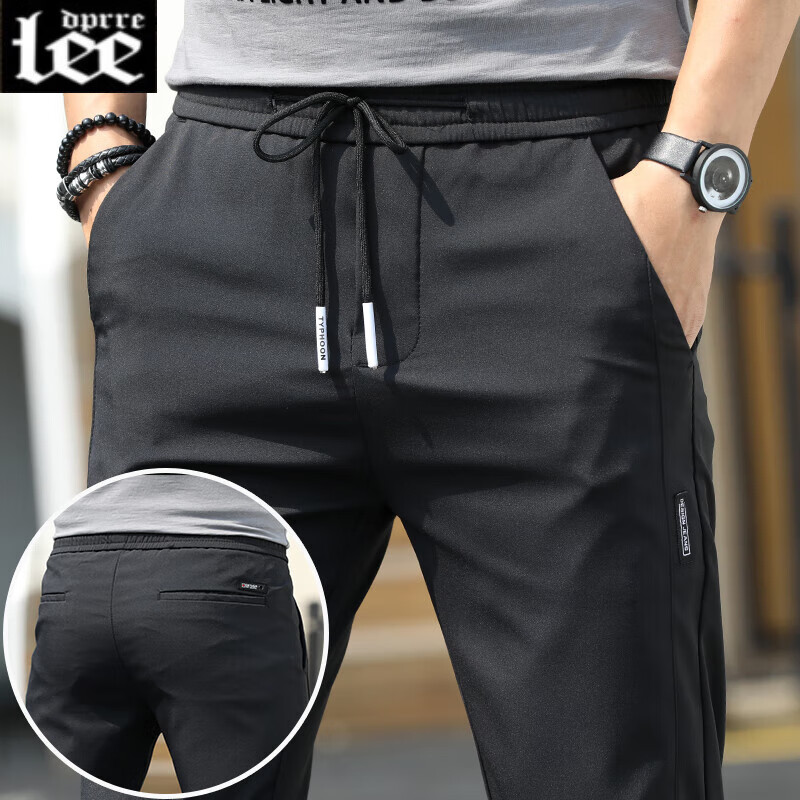 lee dprre卡其布休闲裤男士2024新款夏季常规直筒宽松紧腰弹力运动长